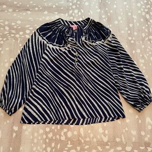 Lilly Pulitzer Navy and White Striped Blouse